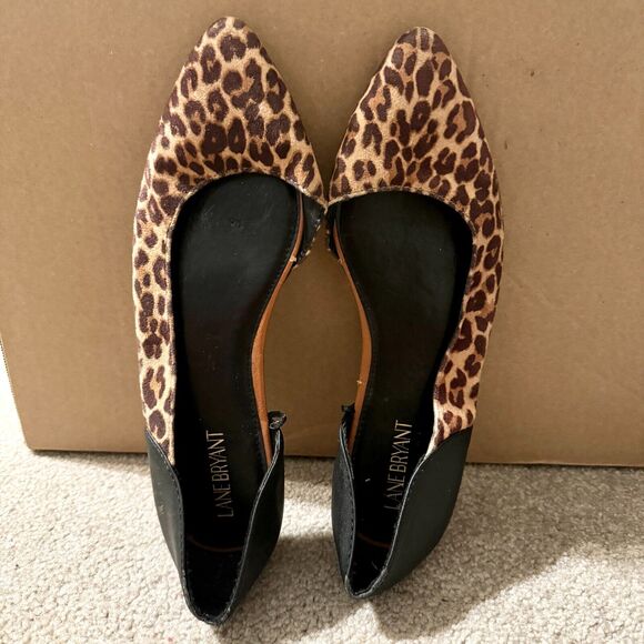 Lane Bryant Flats Women Size 10M Leopard Closed Toe Leather Flats Animal Printed - Picture 1 of 4